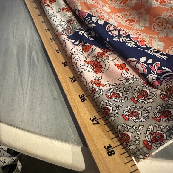 Womens Patchwork Blue White and Pink Tiered Maxi Skirt Size Small Boho Hippie - Picture 9 of 9